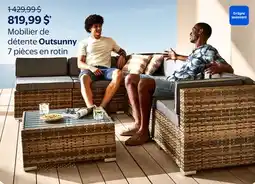 Walmart Mobilier de detente Outsunny 7 pieces en rotin offer