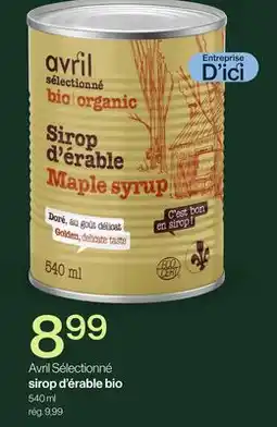 Avril Sirop d'érable bio offer