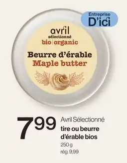 Avril Tire ou beurre d'érable bios offer