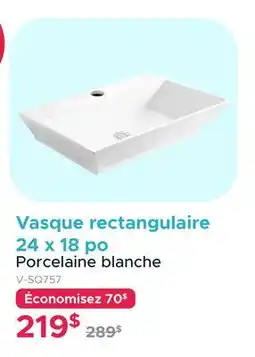 Bath Depot Vasque rectangulaire 24 x 18 po Porcelaine blanche offer