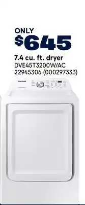 RONA Samsung 7.4 cu. ft. dryer offer