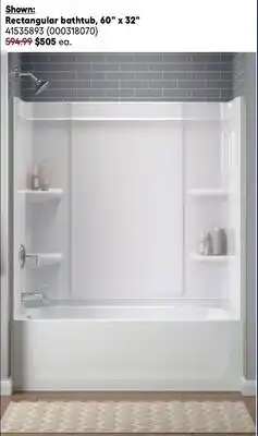 RONA Rectangular bathtub, 60 x 32 offer