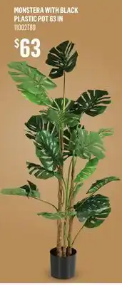 Canac Artificial Monstera Plant with Black Plastic Pot 63 in offer