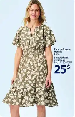 Walmart Smocked waist midi dress offer