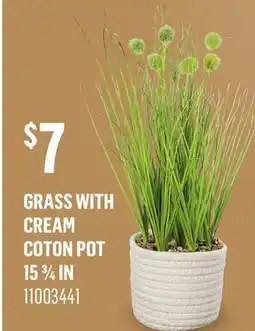 Canac Artificial grass Plant with Cream Coton Pot offer