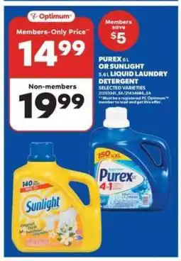 Real Canadian Superstore Purex or Sunlight Liquid Laundry Detergent offer