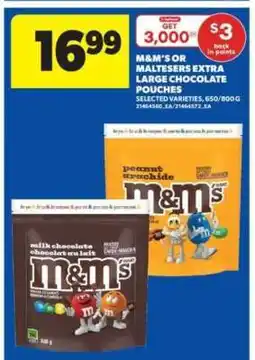 Real Canadian Superstore M&M's or Maltesers Extra Large Chocolate Pouches offer