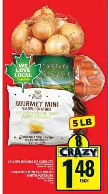 Food Basics Yellow Onions or Carrots, Gourmet Mini Yellow or White Potatoes offer