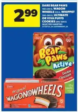 Real Canadian Superstore Dare Bear Paws, Wagon Wheels, Whippet, Ultimate or Viva Puffs Cookies offer