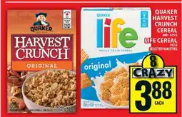 Food Basics Quaker Harvest Crunch Cereal / Life Cereal offer