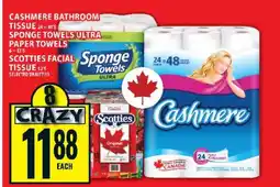 Food Basics Cashmere Bathroom Tissue, Sponge Towels Ultra Paper Towels, Scotties Facial Tissue offer