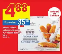 Maxi pépites, lanières ou burgers de poulet PC Recette du Pub offer