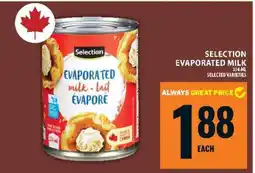 Food Basics SELECTION EVAPORATED MILK offer
