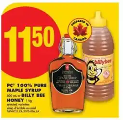 No Frills PC 100% Pure Maple Syrup or Billy Bee Honey offer