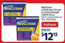 Walmart NeoCitran Cold & Sore Throat or extra strength Cold & Sinus offer