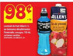Maxi cocktail de fruit Allen's 1 L ou boissons désaltérantes Powerade offer