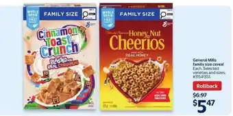 GENERAL MILLS FAMILY SIZE CEREAL