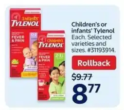 Walmart Children's or Infants' Tylenol offer