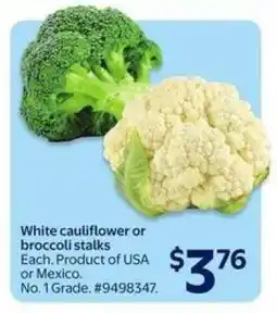 Walmart White Cauliflower or Broccoli Stalks offer
