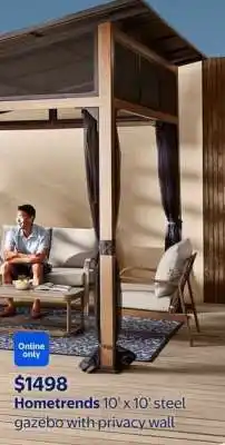 Walmart Hometrends 10' x 10' steel gazebo with privacy wall offer