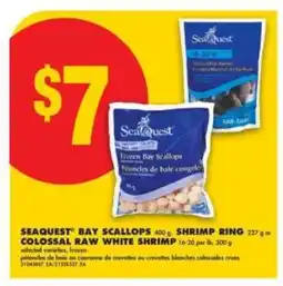 No Frills Seaquest Bay Scallops, Shrimp Ring or Colossal Raw White Shrimp offer