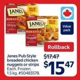 Walmart Janes Pub Style breaded chicken nuggets or strips offer