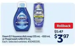Walmart Dawn EZ-Squeeze dish soap or Powerwash refill offer
