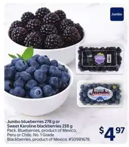 Walmart Jumbo blueberries or Sweet Karoline blackberries offer