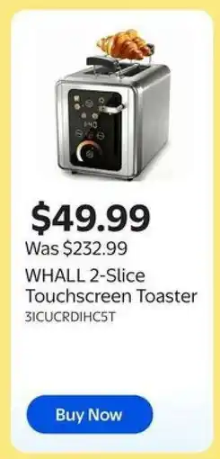 Walmart WHALL 2-Slice Touchscreen Toaster offer