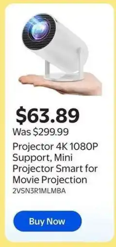 Walmart Projector 4K 1080P Support offer