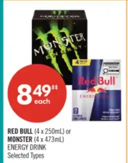 Shoppers Drug Mart RED BULL (4 x 250mL) or MONSTER (4 x 473mL) ENERGY DRINK offer
