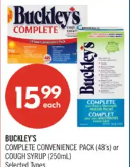 Shoppers Drug Mart BUCKLEY'S COMPLETE CONVENIENCE PACK (48's) or COUGH SYRUP (250mL) offer