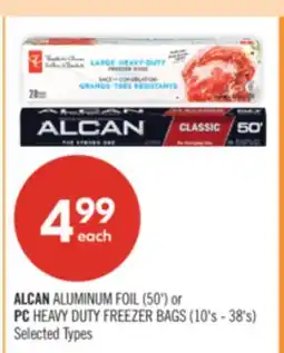 Shoppers Drug Mart ALCAN ALUMINUM FOIL (50') or PC HEAVY DUTY FREEZER BAGS (10's - 38's) offer