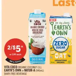 Shoppers Drug Mart VITA COCO ORGANIC COCONUT (1L), EARTH'S OWN or NATUR-A (946mL) offer