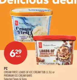 Shoppers Drug Mart PC CREAM FIRST, LOADS OF ICE CREAM TUB (1.5L) or PREMIUM ICE CREAM BARS offer