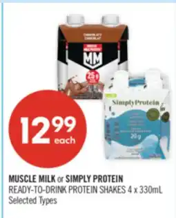 Shoppers Drug Mart MUSCLE MILK or SIMPLY PROTEIN READY-TO-DRINK PROTEIN SHAKES offer