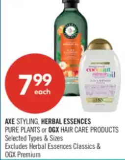 Shoppers Drug Mart AXE STYLING, HERBAL ESSENCES PURE PLANTS or OGX HAIR CARE PRODUCTS offer