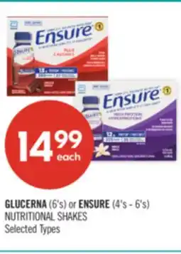 Shoppers Drug Mart GLUCERNA (6's) or ENSURE (4's - 6's) NUTRITIONAL SHAKES offer