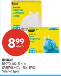 Shoppers Drug Mart NO NAME RECYCLING (30's) or GARBAGE (40's-48's) BAGS offer