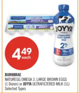 Shoppers Drug Mart BURNBRAE NATUREGG OMEGA 3, LARGE BROWN EGGS (1 Dozen) or JOYYA ULTRAFILTERED MILK (1L) offer