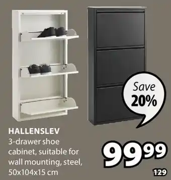 JYSK HALLENSLEV 3-drawer shoe cabinet offer