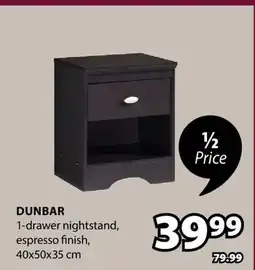 JYSK Dunbar 1-drawer nightstand offer