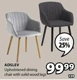 JYSK Adslev Upholstered dining chair with solid wood legs offer
