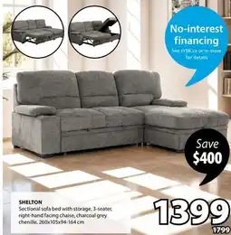 JYSK SHELTON sectional sofa bed with storage offer