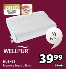 JYSK Wellpur Husnes Memory foam pillow offer