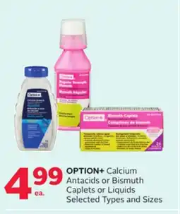 Rexall OPTION + Calcium Antacids or Bismuth Caplets or Liquids offer