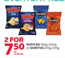 Rexall RUFFLES 190g-200g or DORITOS 210g-235g offer