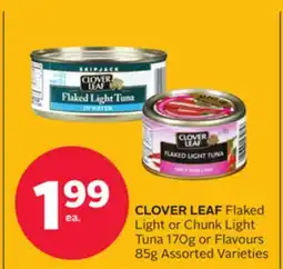 Rexall CLOVER LEAF Flaked Light or Chunk Light Tuna 170g or Flavours 85g offer