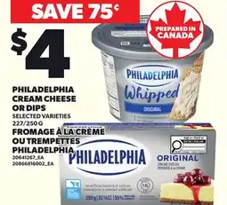 Independent City Market PHILADELPHIA CREAM CHEESE OR DIPS, 227/250 G offer
