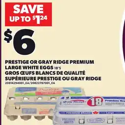 Independent City Market PRESTIGE OR GRAY RIDGE PREMIUM LARGE WHITE EGGS, 18's offer